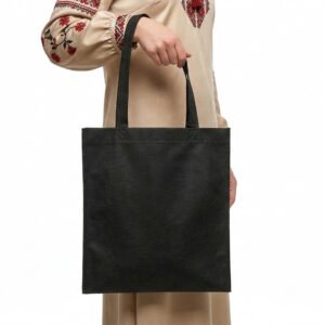 Сумка-шопер чорна зі спанбонду