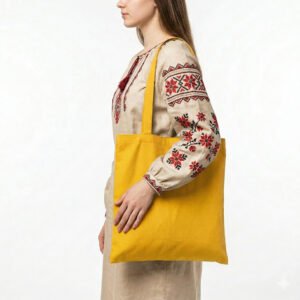 Cумка-шопер жовта із саржі