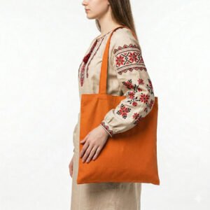 Сумка-шоппер помаранчева із саржі