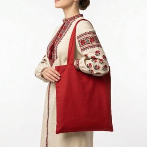 Cумка шопер із саржі червона