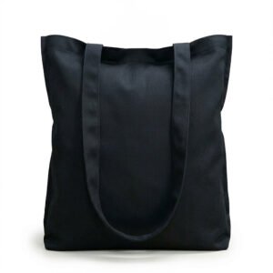 Alternative view of Сумка-шопер чорна з дном і боками із саржі