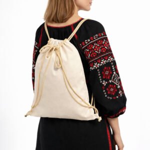 Рюкзак-мішок з бавовни натурального кольору